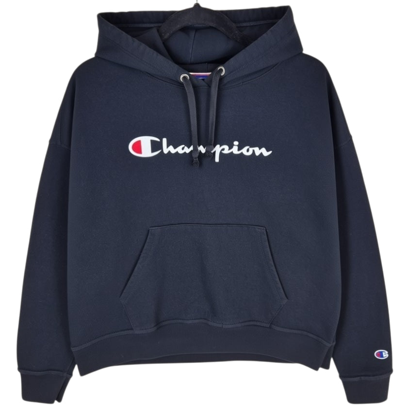 Champion Womens Black Chest Script Hoodie Size M