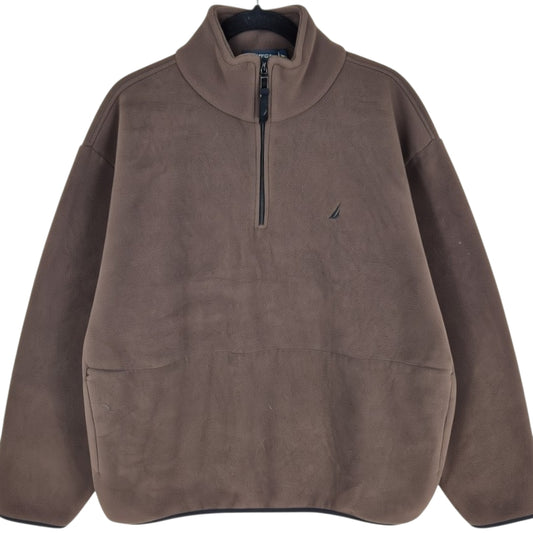 Nautica Brown Quarter Zip Fleece Jumper Size XL