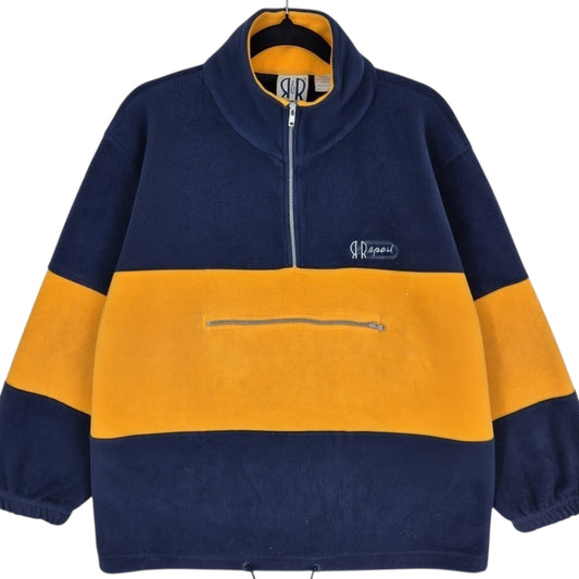 Vintage R&R Sport 90's Womens Dark Blue & Yellow Fleece Jumper Size M