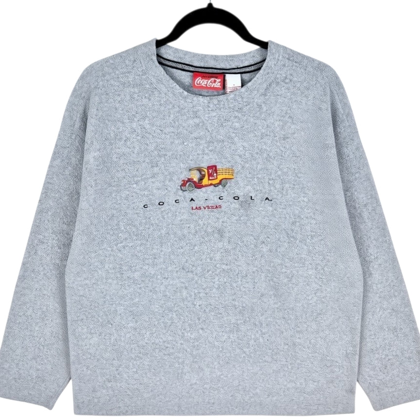 Vintage Coca Cola Las Vegas Grey Crewneck Fleece Jumper Size L