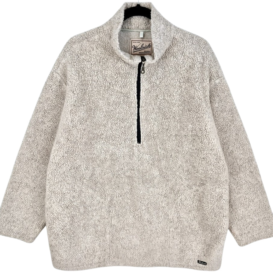 Vintage Woolrich 90's Light Brown Half Zip USA Made Fleece Jumper Size XL