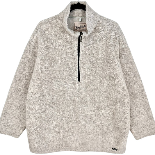 Vintage Woolrich 90's Light Brown Half Zip USA Made Fleece Jumper Size XL