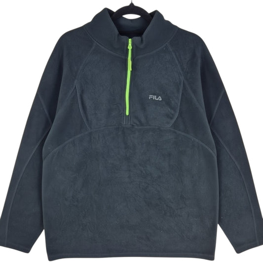 FILA Black Quarter Zip Fleece Jumper Size XL