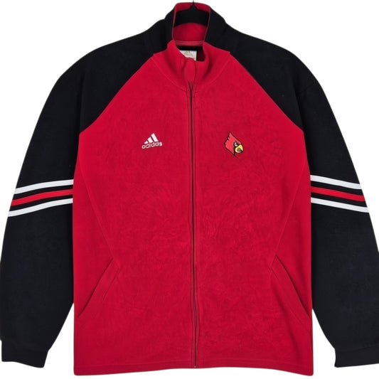 Vintage Adidas 2000's Louisville Cardinals Red & Black Fleece Zip Jumper Size S
