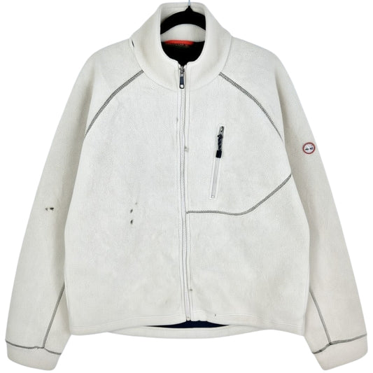 Vintage Timberland 90's Cream Brown Fleece Zip Jumper Size L
