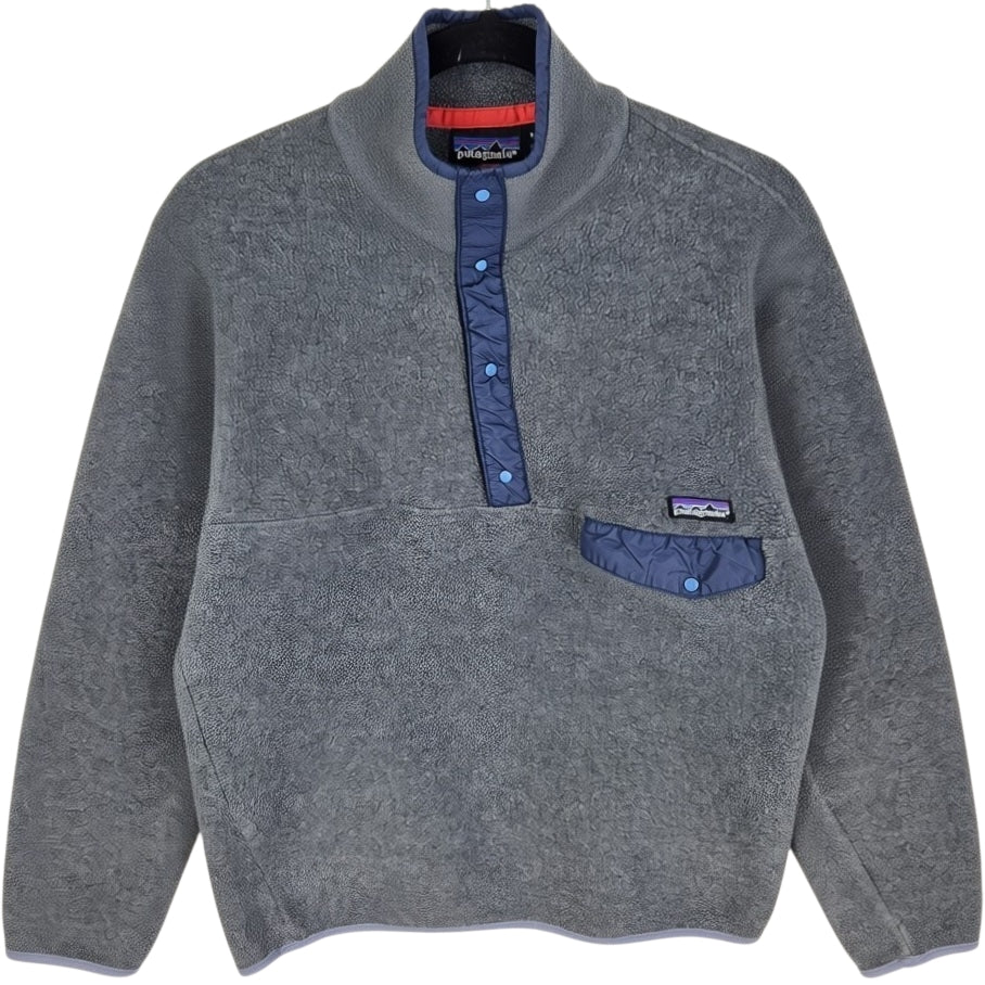 Vintage Patagonia 90's Grey Quarter Button USA Made Fleece Jumper Size M