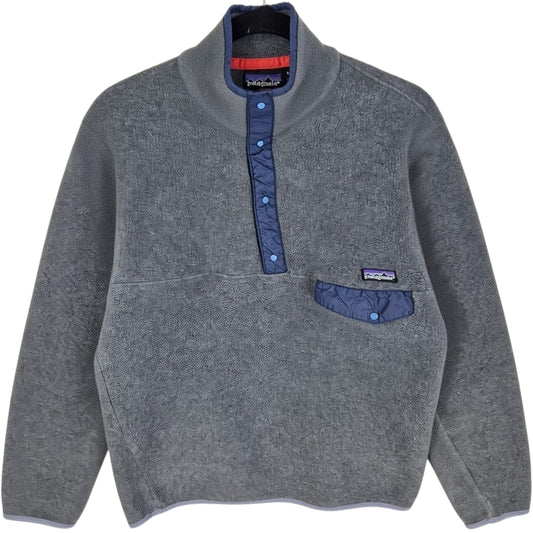 Vintage Patagonia 90's Grey Quarter Button USA Made Fleece Jumper Size M