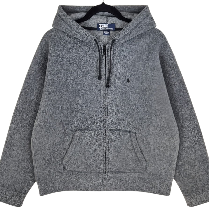 Vintage Polo Ralph Lauren 90's Grey Fleece Zip Hoodie Size XL