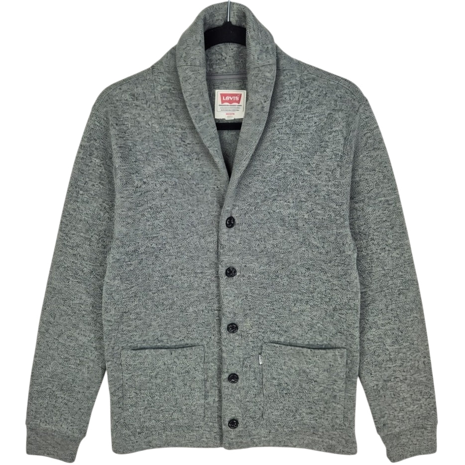 Levis Grey Fleece Button Jumper Size M