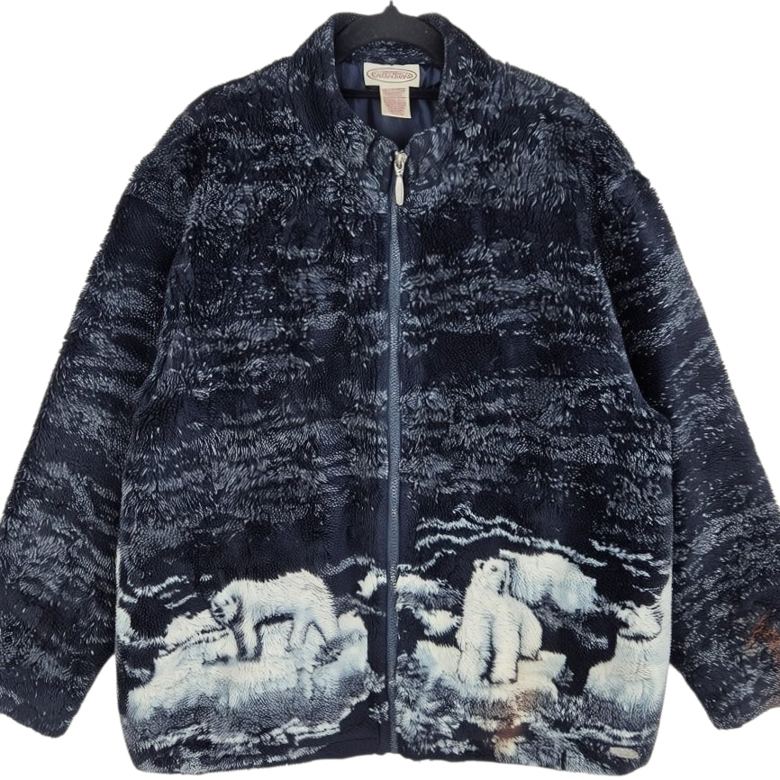 Northern Reflections Black Quilted Fleece Zip Jumper Size XL