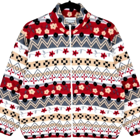 Alfred Dunner Colourful Fleece Zip Jumper Size M