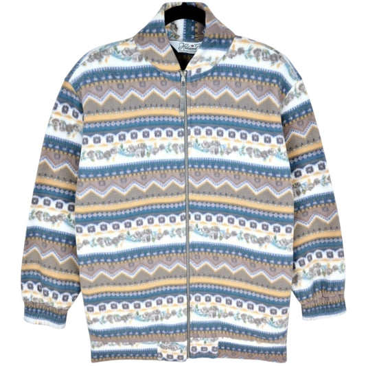 Vintage Haband 90's Colourful Fleece Zip Jumper Size M