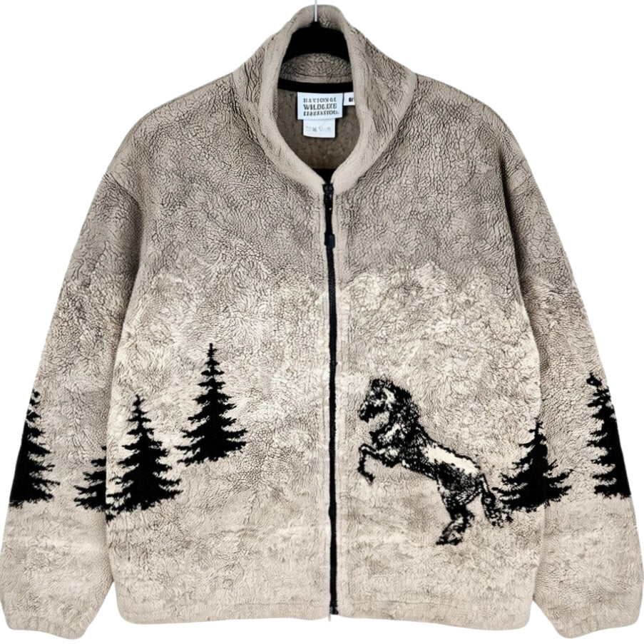 National Wildlife Federation Brown USA Made Fleece Zip Jumper Size M