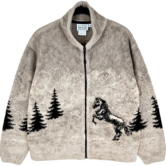 National Wildlife Federation Brown USA Made Fleece Zip Jumper Size M