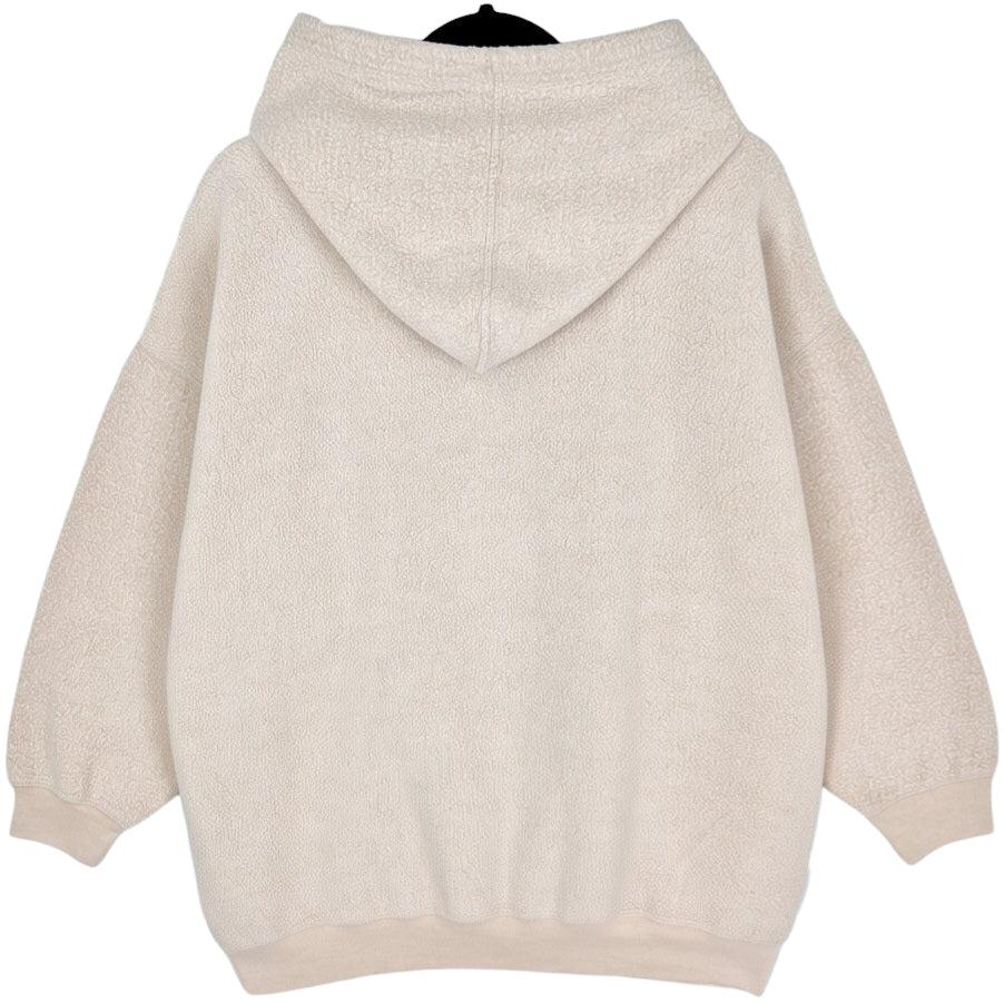 Vintage Express Jeans 90's Cream Brown Oversized Fleece Hoodie Size XS