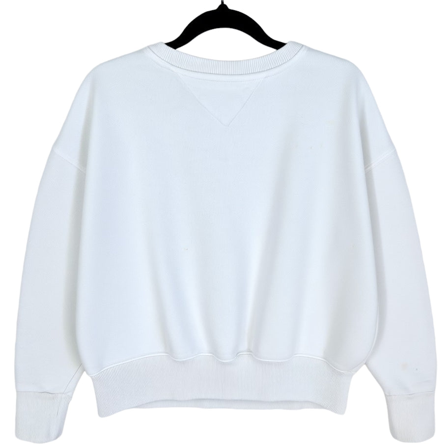 Tommy Jeans Womens White Embroidered Crewneck Sweater Size M