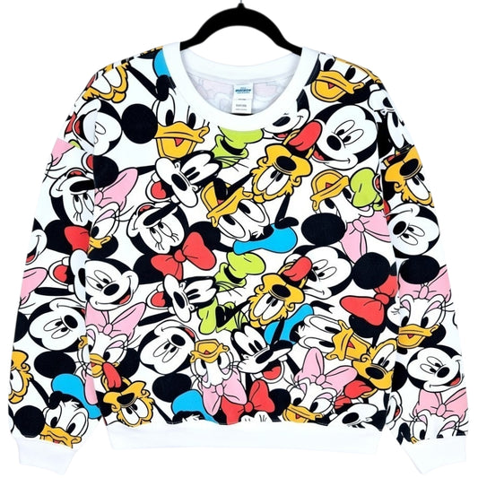 Disney Mickey & Friends White Crewneck Sweater Size L