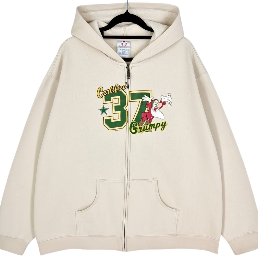 Disney Cream Brown Grumpy Zip Hoodie Size L