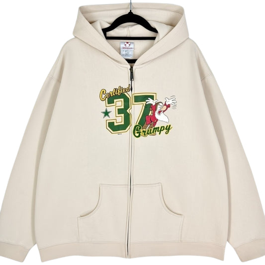 Disney Cream Brown Grumpy Zip Hoodie Size L