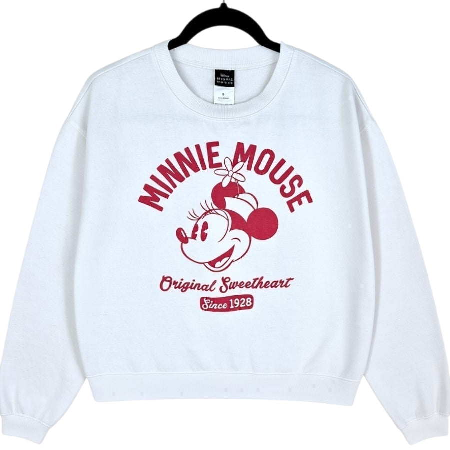 Disney Minnie Mouse White Crewneck Sweater Size S