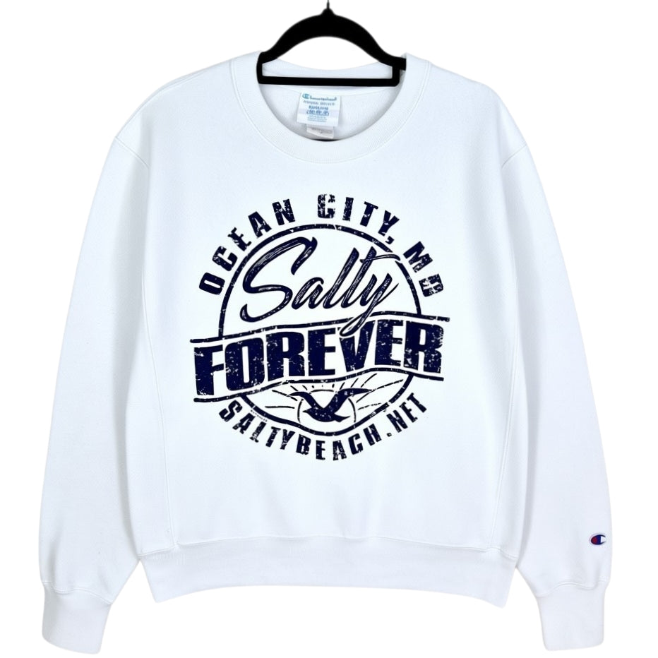 Champion Reverse Weave White Salty Beach Heavy Crewneck Sweater SIze M