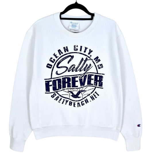 Champion Reverse Weave White Salty Beach Heavy Crewneck Sweater SIze M