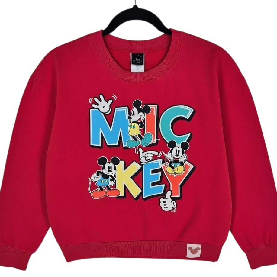 Disney Mickey Mouse Womens Red Crewneck Sweater Size M