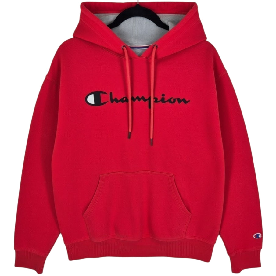 Champion Red Chest Script Hoodie Size M