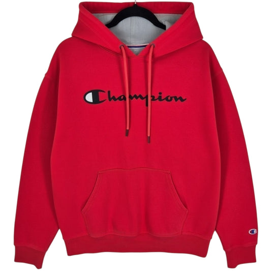 Champion Red Chest Script Hoodie Size M