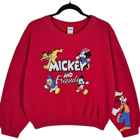 Disney Mickey & Friend Red Crewneck Sweater Size XL