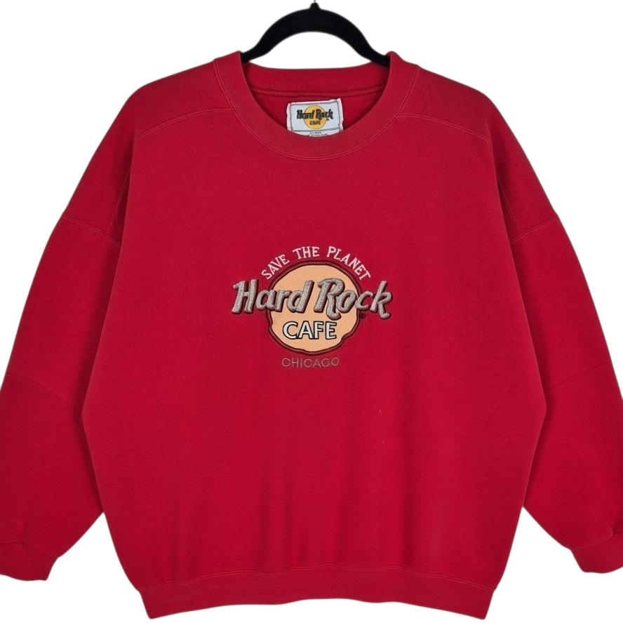 Vintage Hard Rock Cafe 90's Red USA Made Crewneck Sweater Size XL