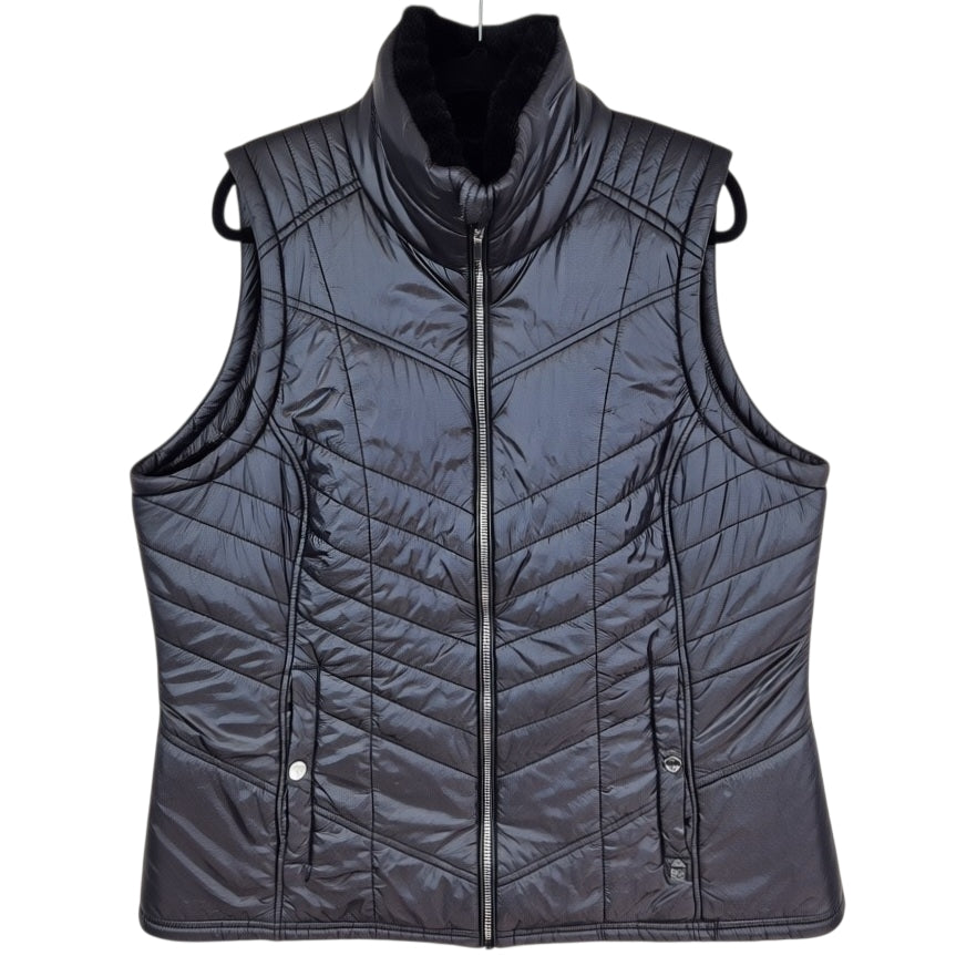 Michael Kors Womens Black Mink Fleece Padded Vest Size XL