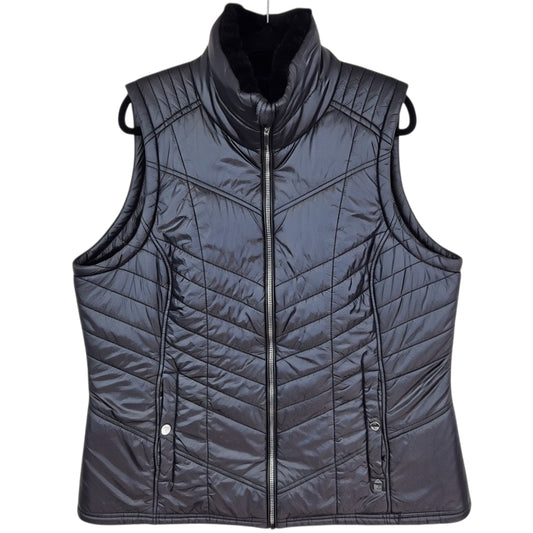 Michael Kors Womens Black Mink Fleece Padded Vest Size XL