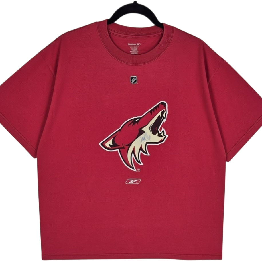 Vintage Reebok NHL Arizona Coyotes Burgundy Signed Tee Shirt Size L
