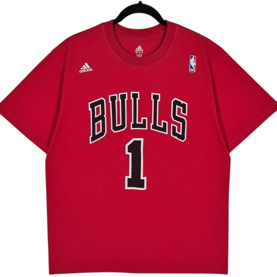 Vintage Adidas NBA Chicago Bulls Red Derrick Rose 1 Tee Shirt Size XL