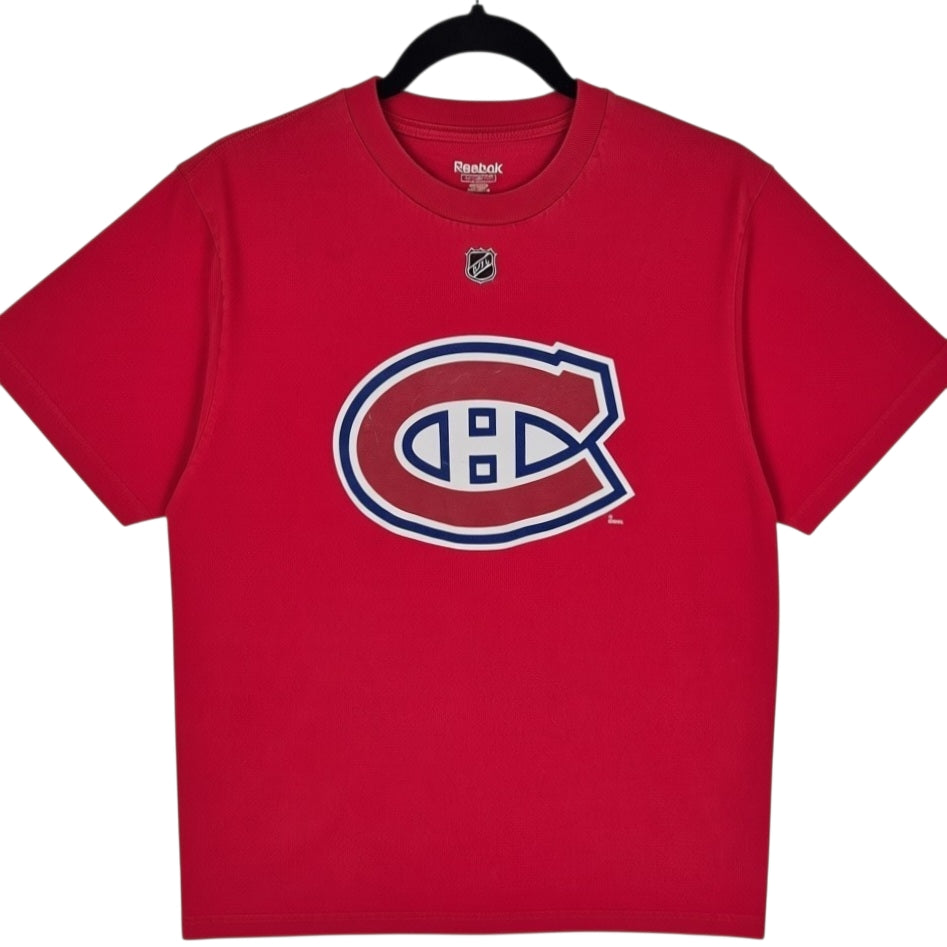 Vintage Reebok NHL Montreal CanadiensDesharnais 58 Red Tee Shirt Size S