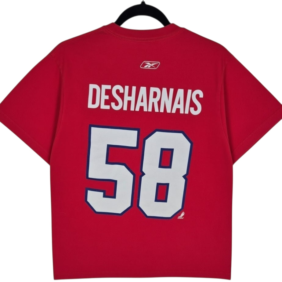 Vintage Reebok NHL Montreal CanadiensDesharnais 58 Red Tee Shirt Size S