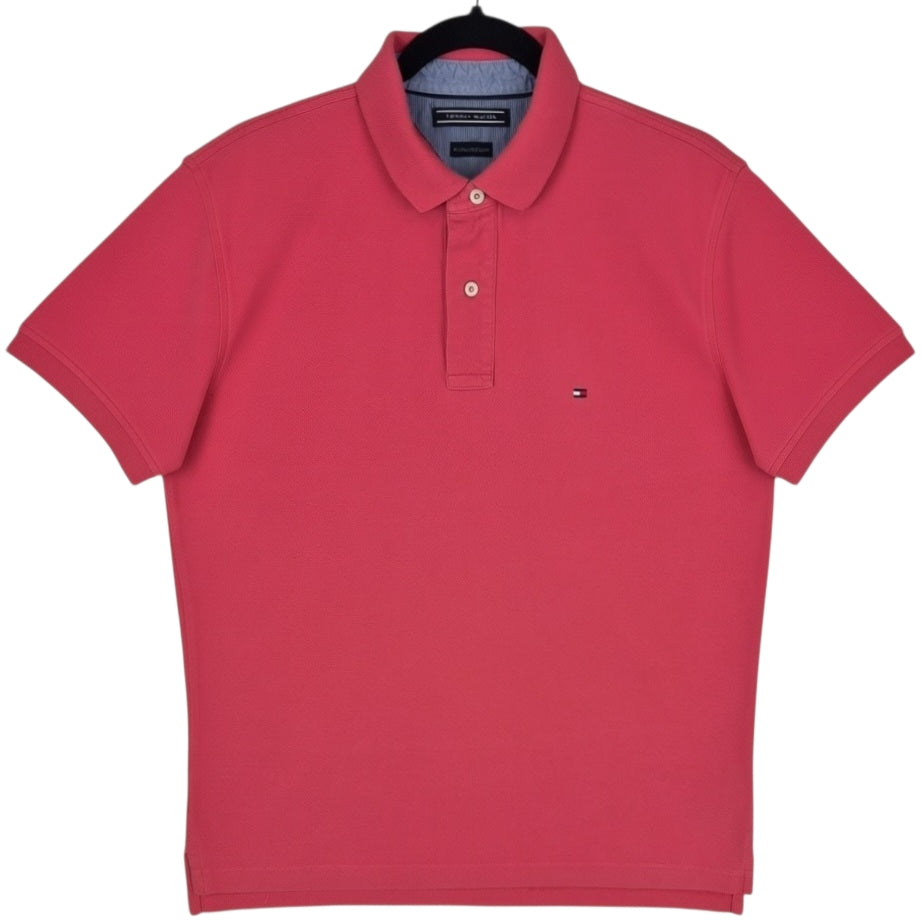 Tommy Hilfiger Coral Pink Cotton Polo Shirt Size L