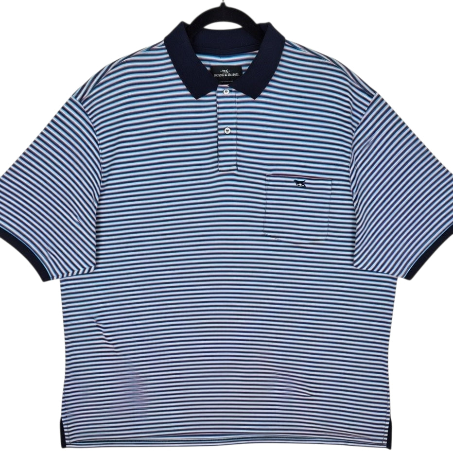 Rodd & Gunn Blue & White Striped Stretch Polo Shirt Size 3XL
