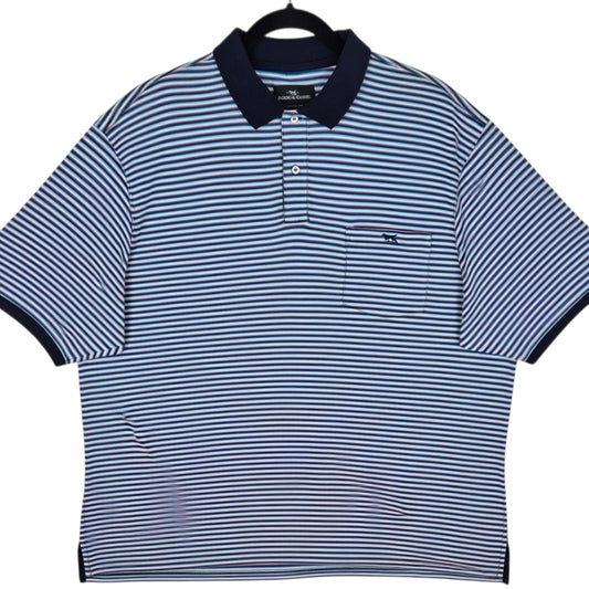 Rodd & Gunn Blue & White Striped Stretch Polo Shirt Size 3XL
