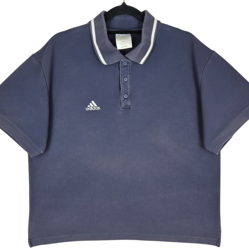 Vintage Adidas 2000's Black Cotton Polo Shirt Size L