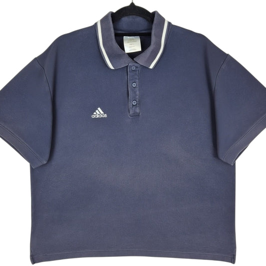 Vintage Adidas 2000's Black Cotton Polo Shirt Size L