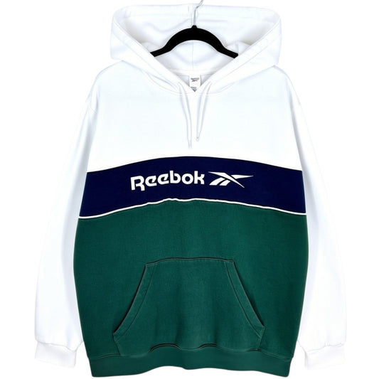 Reebok White & Grey Chest Script Hoodie Size XL