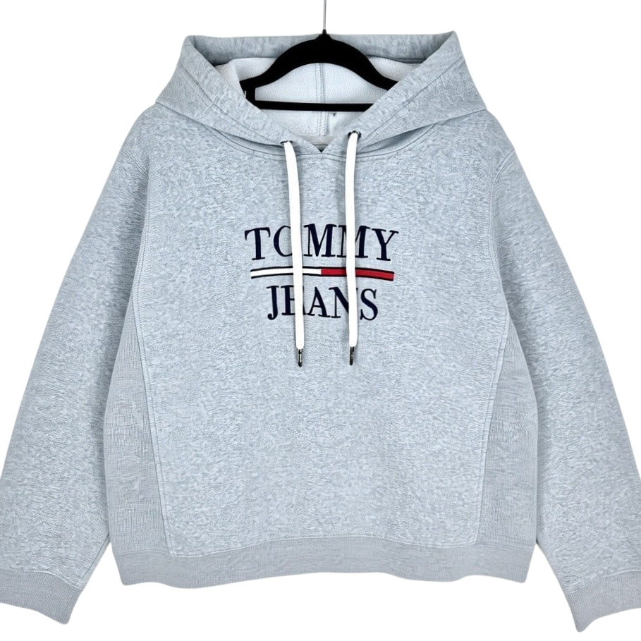 Tommy Jeans Womens Light Grey Embroidered Hoodie Size L