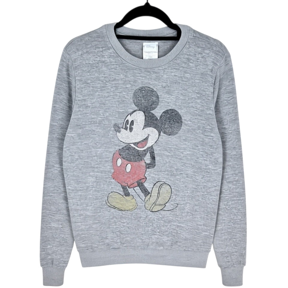 Disney Mickey Mouse Grey Light Stretch Crewneck Sweater Size XS