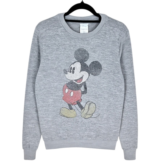 Disney Mickey Mouse Grey Light Stretch Crewneck Sweater Size XS