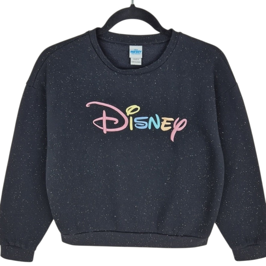 Disney Mickey & Friends Womens Black Embroidered Sweater Size S