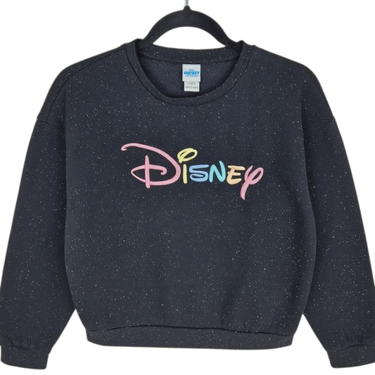 Disney Mickey & Friends Womens Black Embroidered Sweater Size S