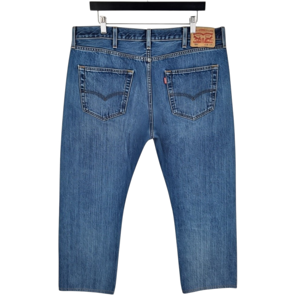 Levis 501 Jeans Blue Classic Straight Leg Crop Denim W38