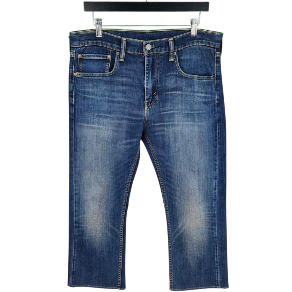 Levis 527 Jeans Dark Blue Crop Bootcut Denim W34